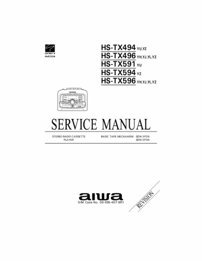 Aiwa HS-TX494 HS-TX496 HS-TX591 HS-TX594 HS-TX596 Service Manual Walkman FM - Type YU, YZ, YH, YJ, YL, YZ - Tape mech. 8ZM-3 P2N, 8ZM-3 P3N - (2.543Kb)  pag. 20